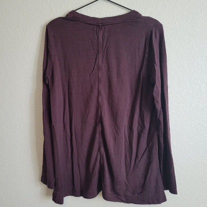 Lou & Grey Womens Sz S Long Sleeve V Neck T Shirt Dark Purple