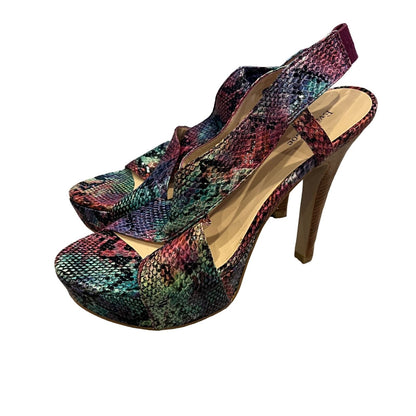 Eva & Zoe Womens Sz 10 Platform Heels Gilmore Faux Snake Print Colorful