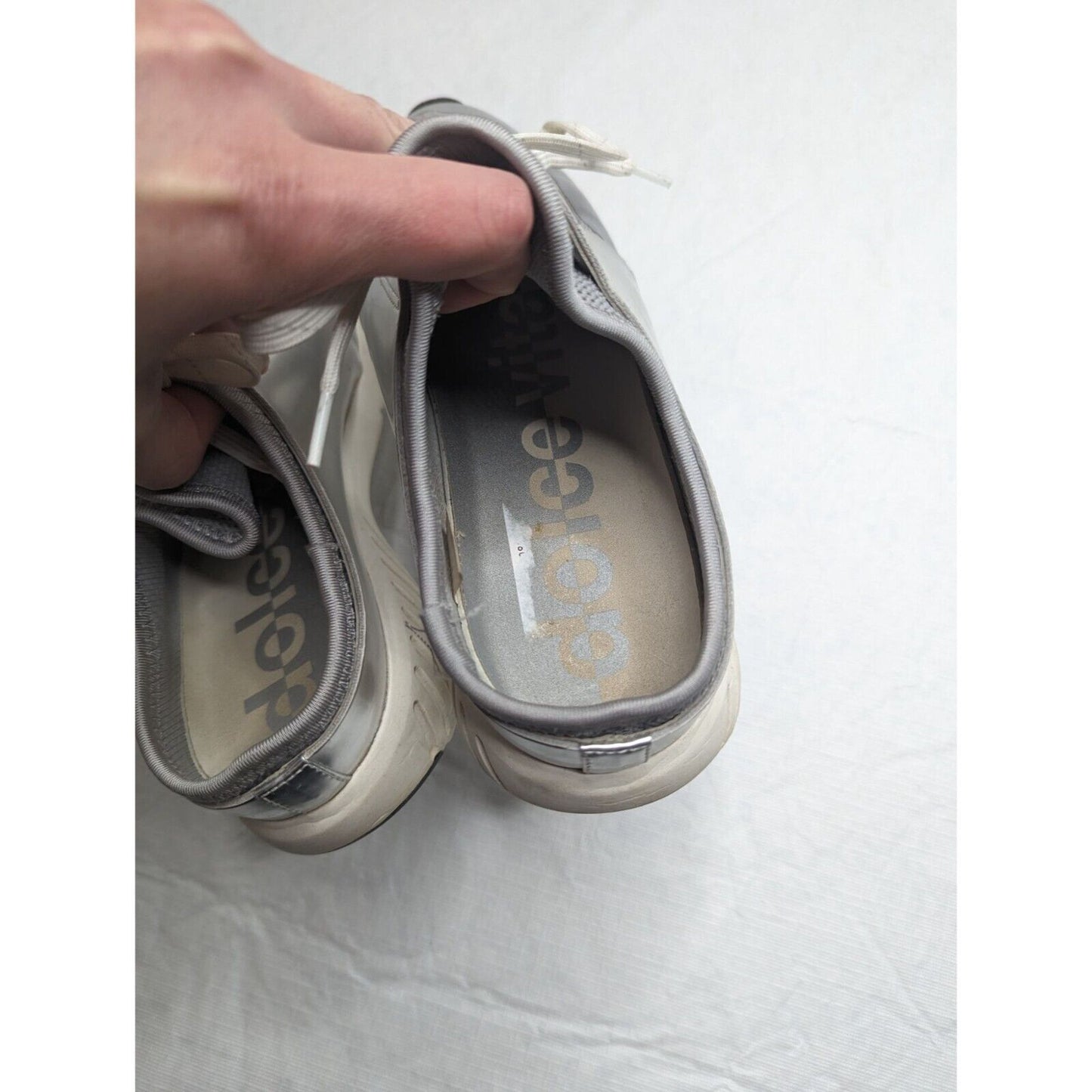 Dolce Vita Womens Sz 6.5 Slip On Tennis Shoes Silver Gray Lace Up