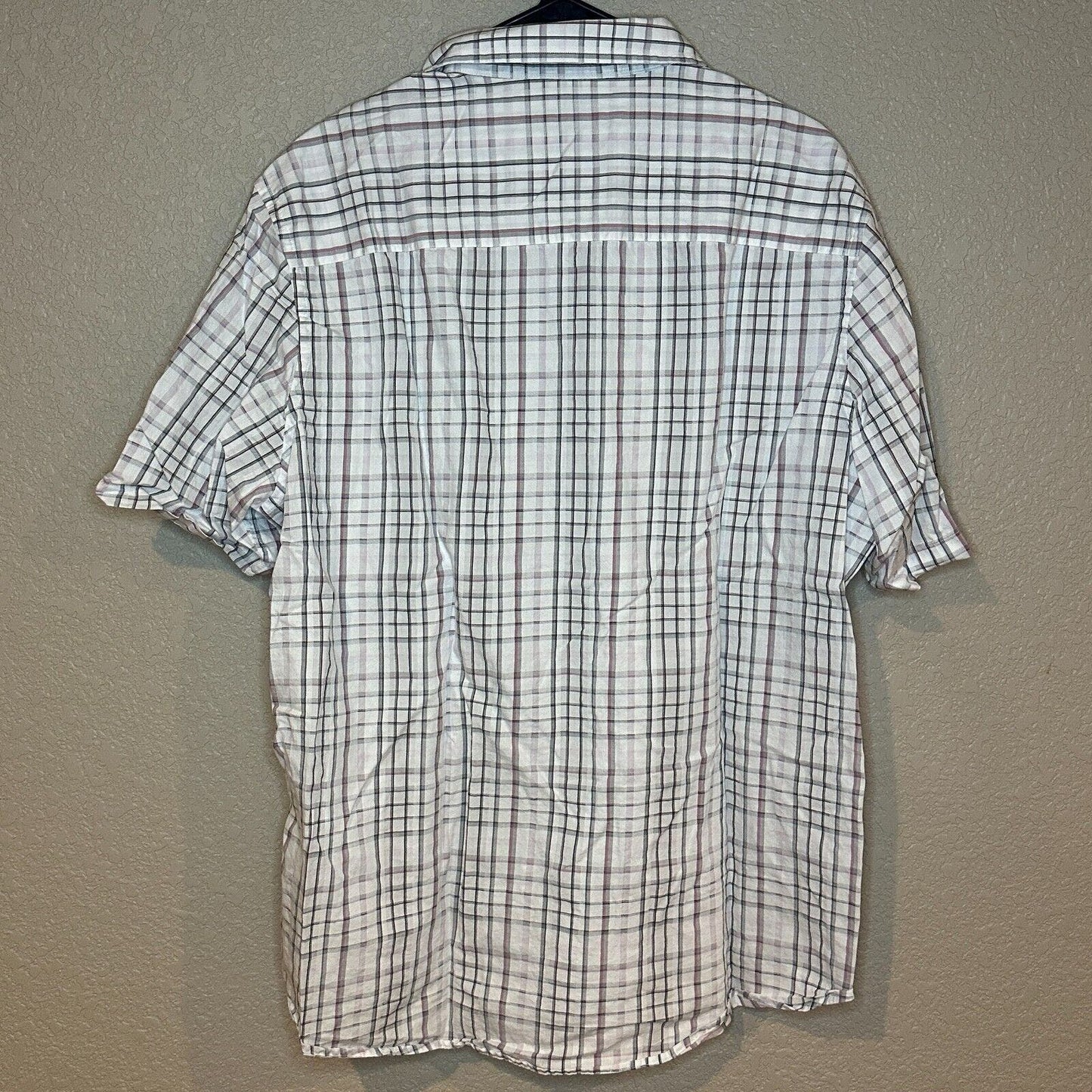 Alfani Mens Sz XXL Short Sleeve 100% Cotton Button Down Shirt Plaid