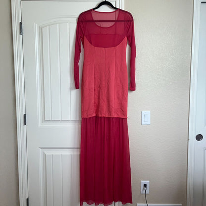 New Bell Womens Sz L Maxi Dress Vintage Y2K Salmon Pink Layered