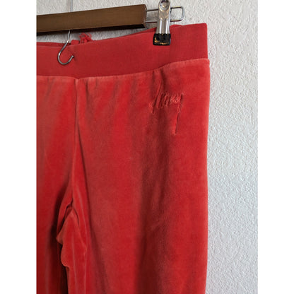 Vintage Y2K DKNY Womens Sz M Velour Sweatpants Pants Red