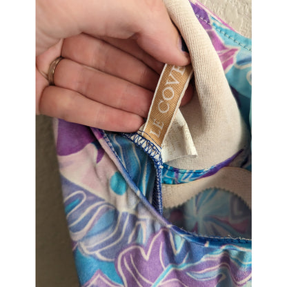 Vintage 1990s Le Cove Womens Sz 8 One Piece Swimsuit Pastel Floral