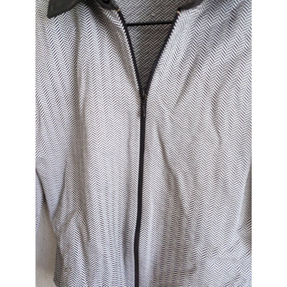 Vintage Rayure Paris z 44 (L) Lightweight Zip Up Jacket Black White Herringbone