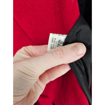 Vintage Cherry Red Long Wool Womens Coat - USA Made - L Ashley Scott
