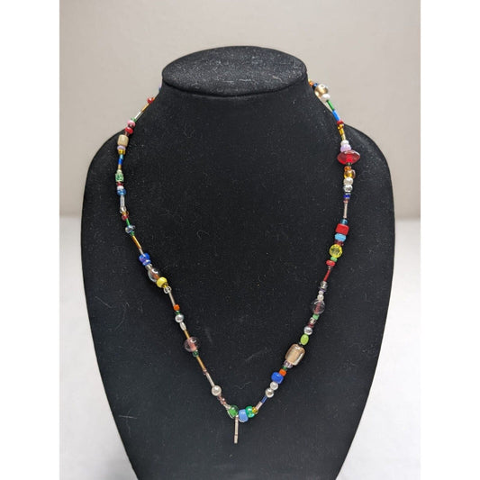 Art To Wear Womens BEaded Lanyard Necklace Colorful Glass Beads