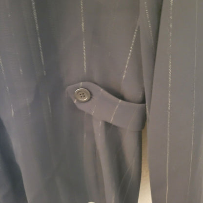 Vintage 1990s Kasper Petite 12P Skirt Suit Set Black Pinstripe Career