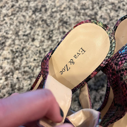 Eva & Zoe Womens Sz 10 Platform Heels Gilmore Faux Snake Print Colorful