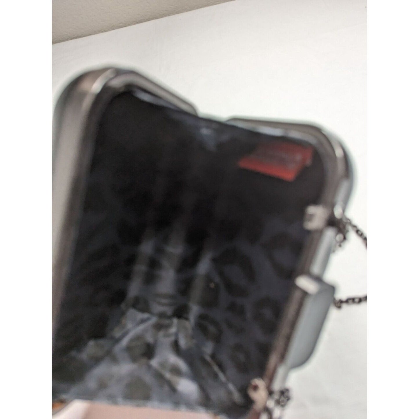 Kirna Zabete At Target Clutch Purse - Black Patent Hard Case Chain Strap