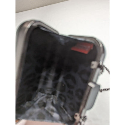 Kirna Zabete At Target Clutch Purse - Black Patent Hard Case Chain Strap