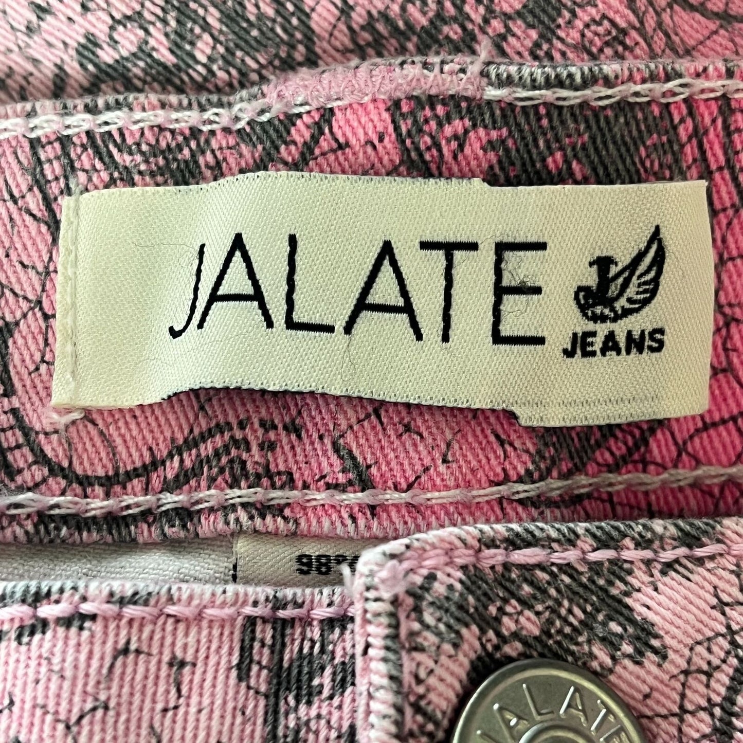 Jalate Juniors Sz 11 Bright Pink Skinny Jeans Paisley Print