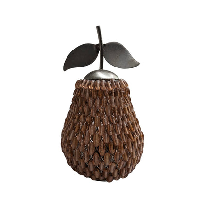 Vintage Mid Century Glass Beaded Tealight Candle Holder Pear Fruit