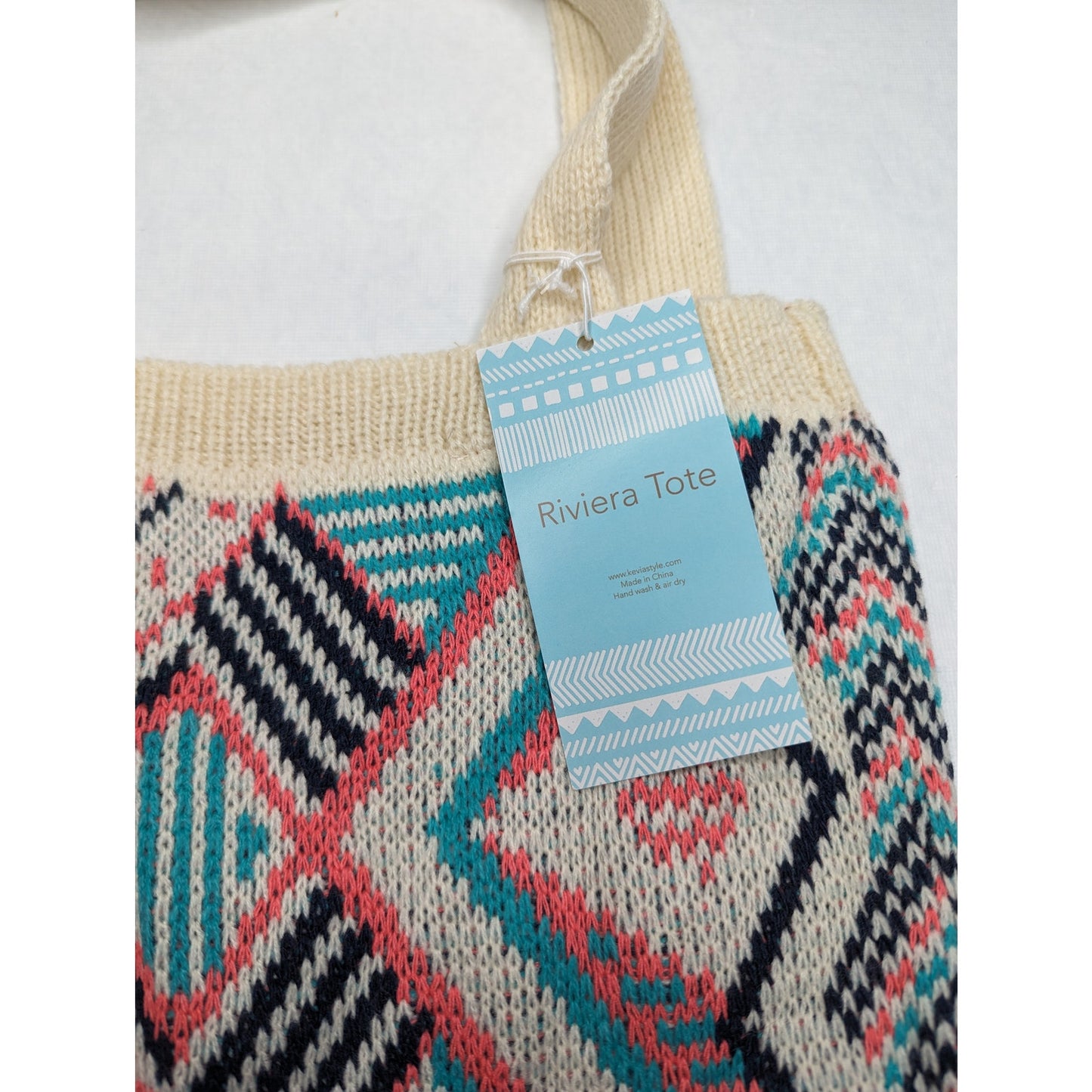 Kevia Style Riviera Tote Shoulder Bag Aztec Design Knit NEW