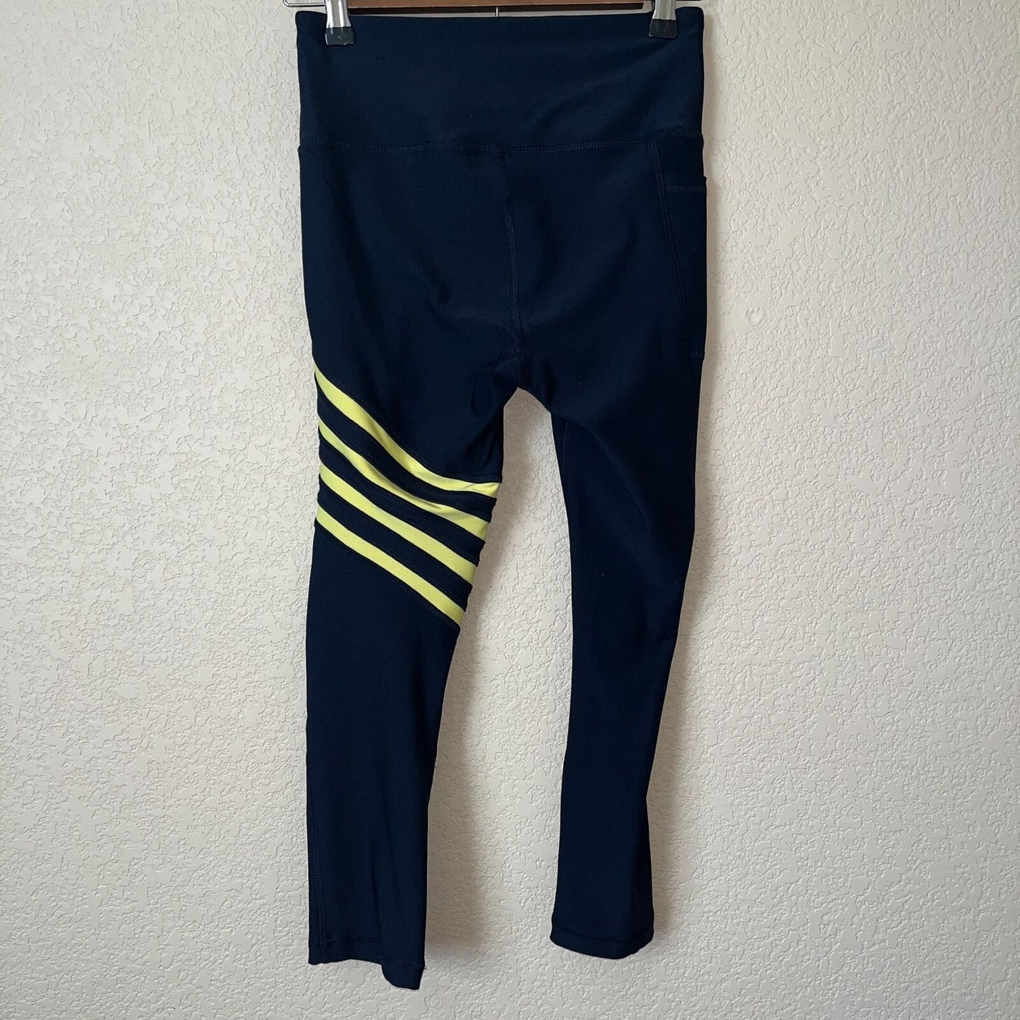 X by Gottex Womens Sz S Cropped Athletic Leggings Blue Yellow Compression