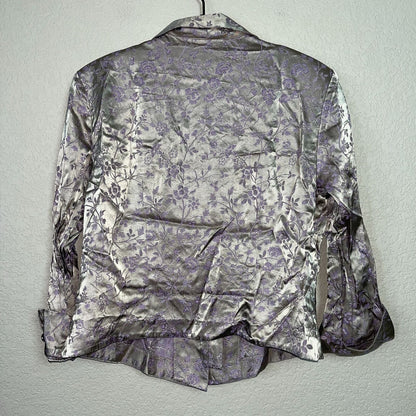 JR Nites by Caliendo Womens Sz 16 Satin Jacket Silver Purple Formal