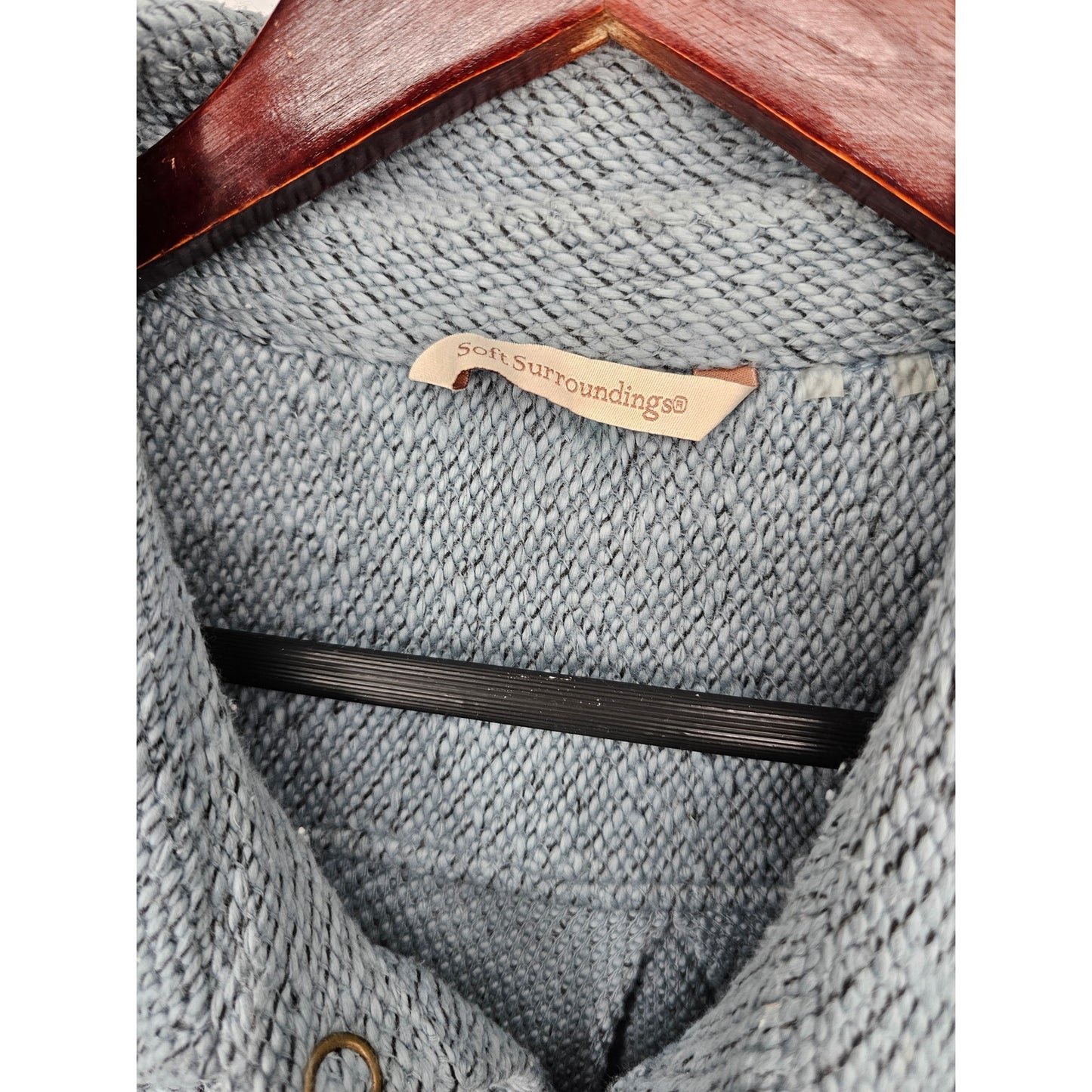 Soft Surroundings Womens Sz 1X Snap Front Boyfriend Shacket Light Blue Cotton