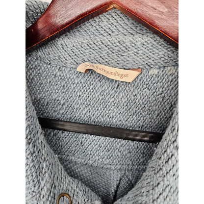 Soft Surroundings Womens Sz 1X Snap Front Boyfriend Shacket Light Blue Cotton