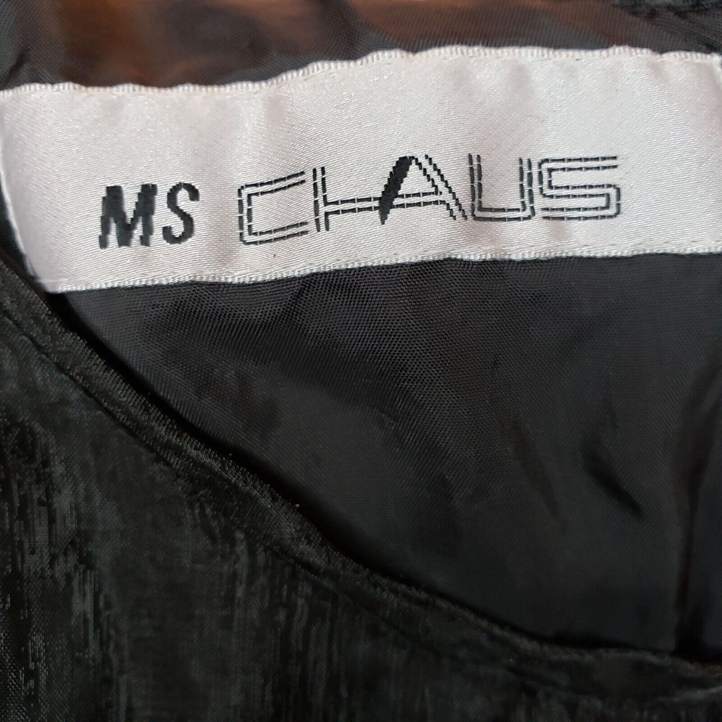 Vintage 1980s Ms Chaus Sz 12 Midi Black Velvet Dress Beaded Long Sleeve