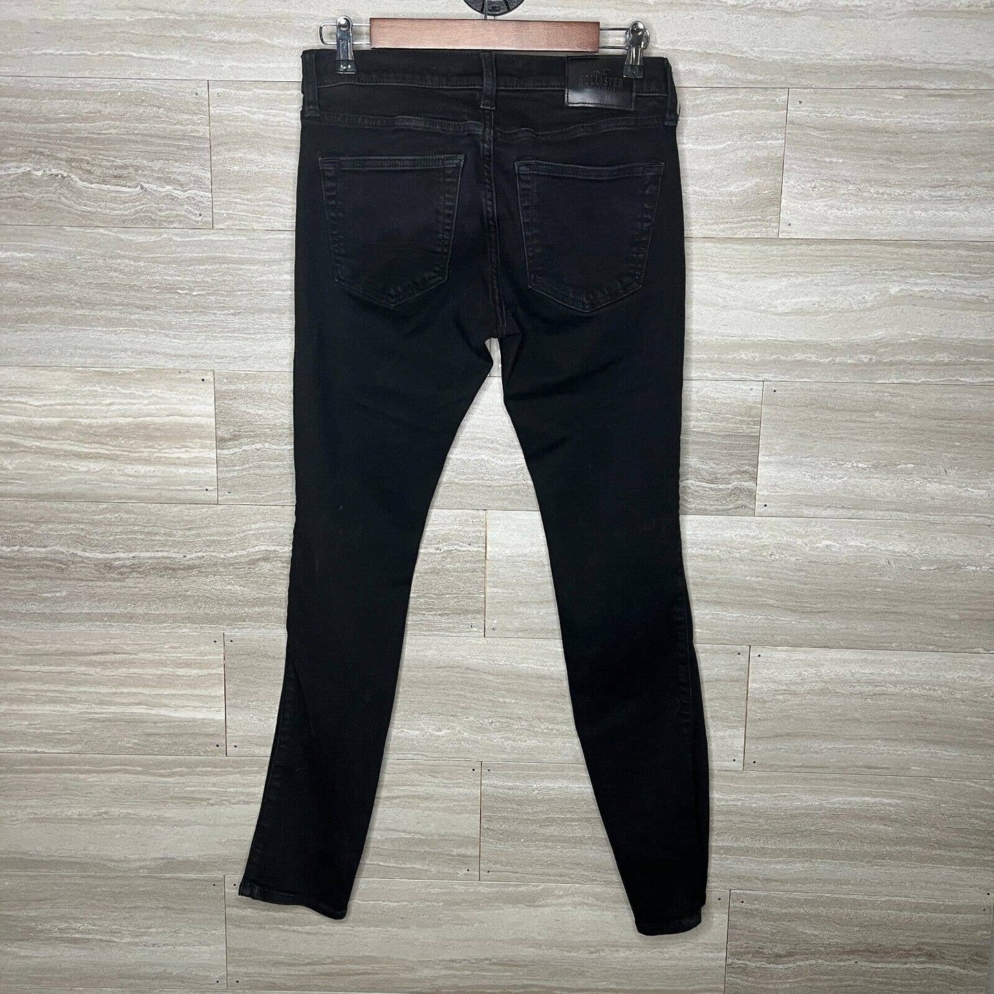 Hollister Mujer Sz 29 Vaqueros pitillo negros desgastados de talle medio