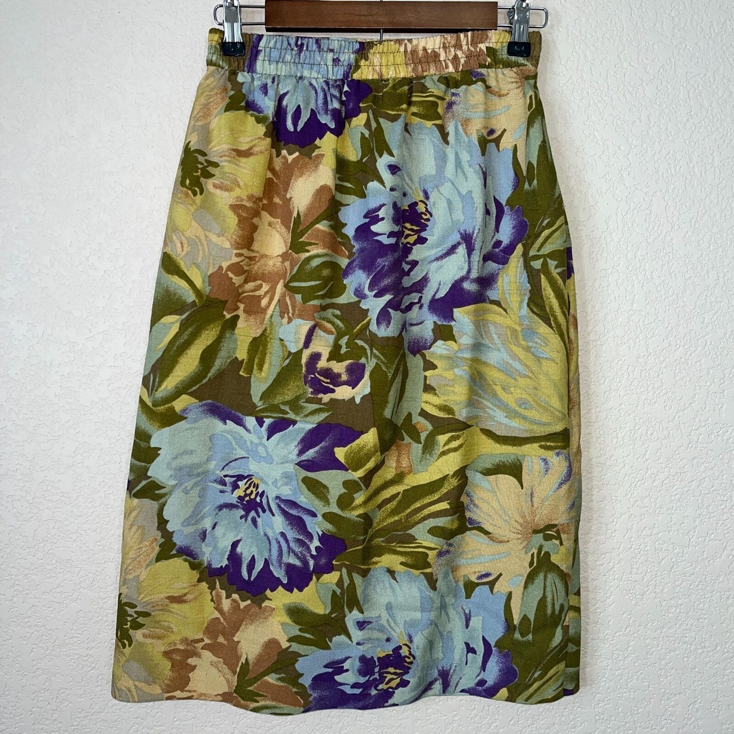 Tan Jay Nygard Womens Sz M Vintage Midi Pencil Skirt Floral