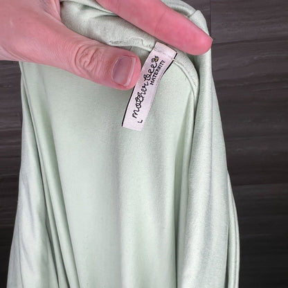 Mother Bee Maternity Womens Sz L Maxi Dress Long Sleeve Sage Green Cowl Neck
