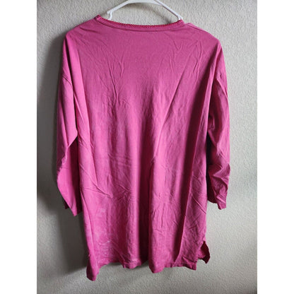 Vintage Victorias Secret Sz XS Sleep Shirt Long Sleeve Pink Embroidered