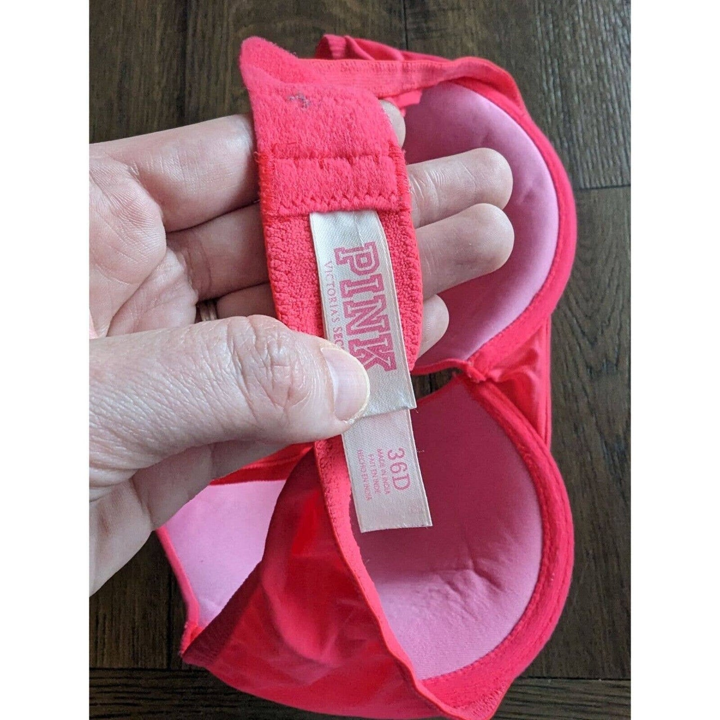 Pink by Victorias Secret Womens Sz 36D Lightly Padded Bra Bright Neon Pink