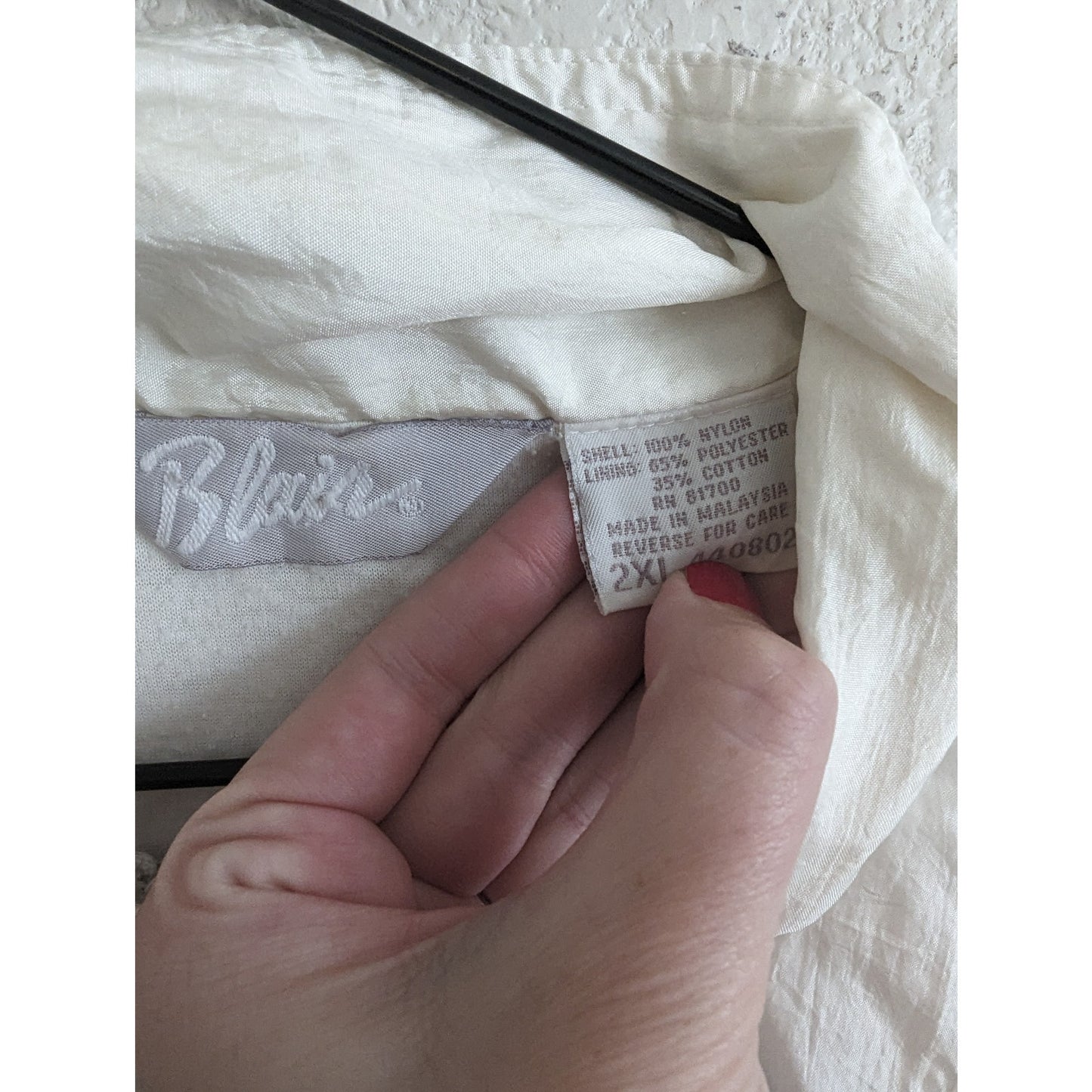 Vintage 1990s Blair Womens Sz 2XL Zip Up Windbreaker Jacket White