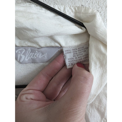 Vintage 1990s Blair Womens Sz 2XL Zip Up Windbreaker Jacket White