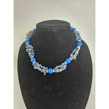 Vintage 1970s Blue Chip Stone Multi Strand Necklace