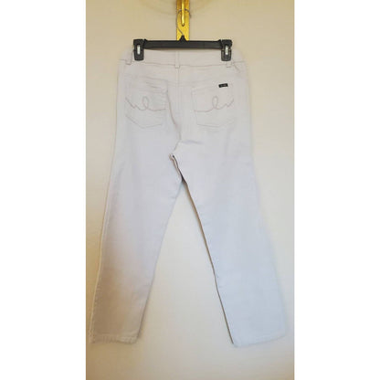 E39 para Eric Mujer Sz 8 Mezcla de Algodón Pantalones de Pierna Recta Gris Claro