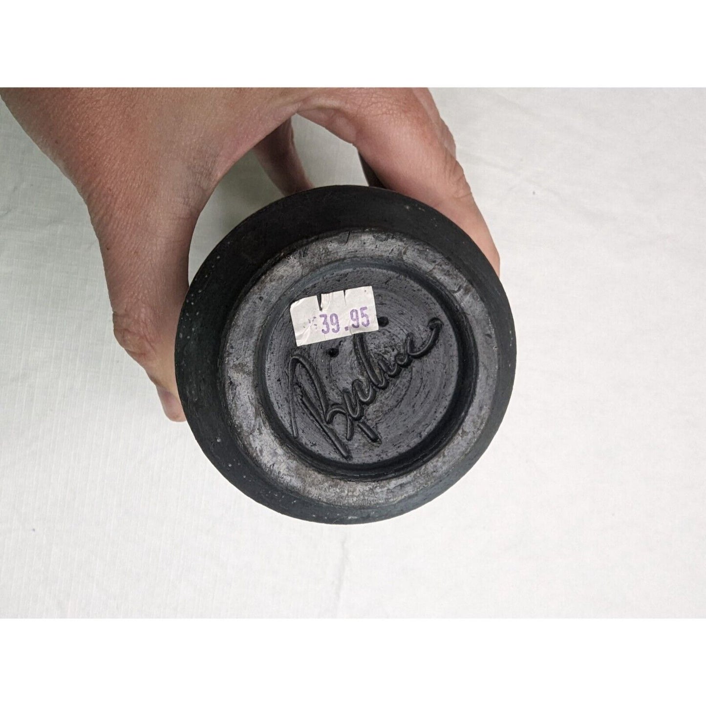 Vintage Mid Century Danish Glazed Bud Vase Floral Signed