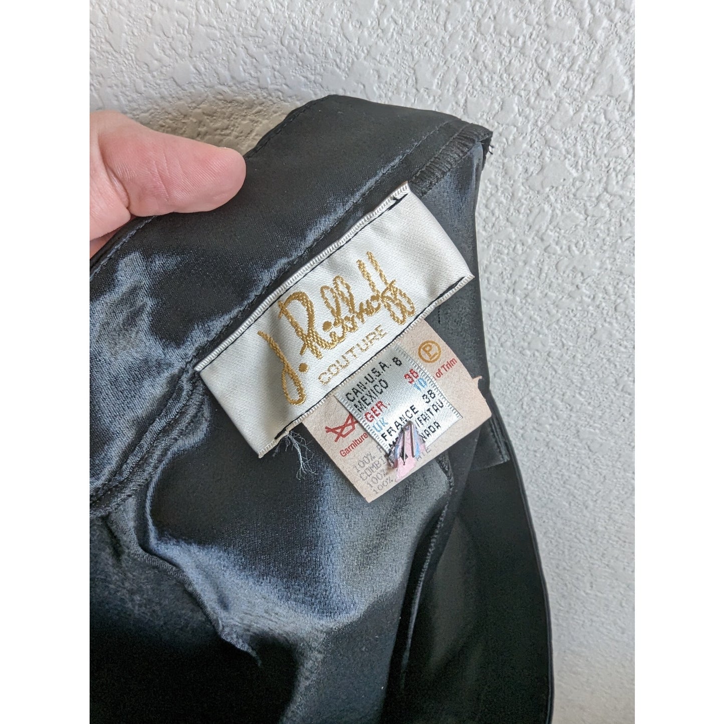 Vintage J Ribkoff Couture Sz 8 Straight Leg Black Career Pants Satin Stripe