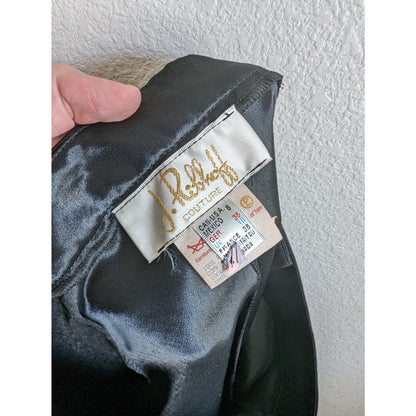Vintage J Ribkoff Couture Sz 8 Straight Leg Black Career Pants Satin Stripe