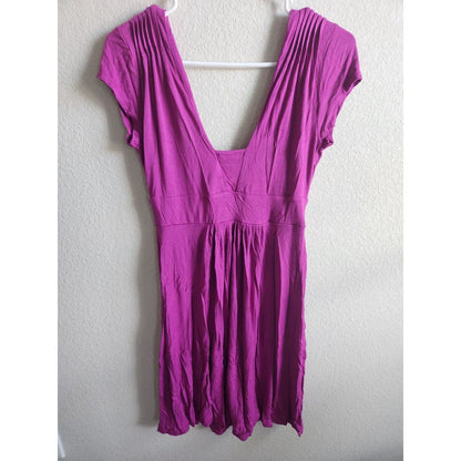 Banana Republic Womens Sz S Knee Length Jersey Knit Dress Purple Short Sleeve