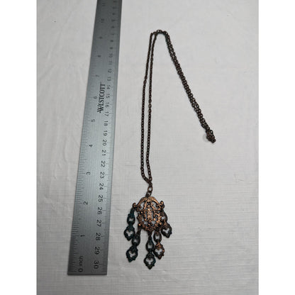 Vintage 1970s Bronze Tone Chain Necklace w/ Pendant