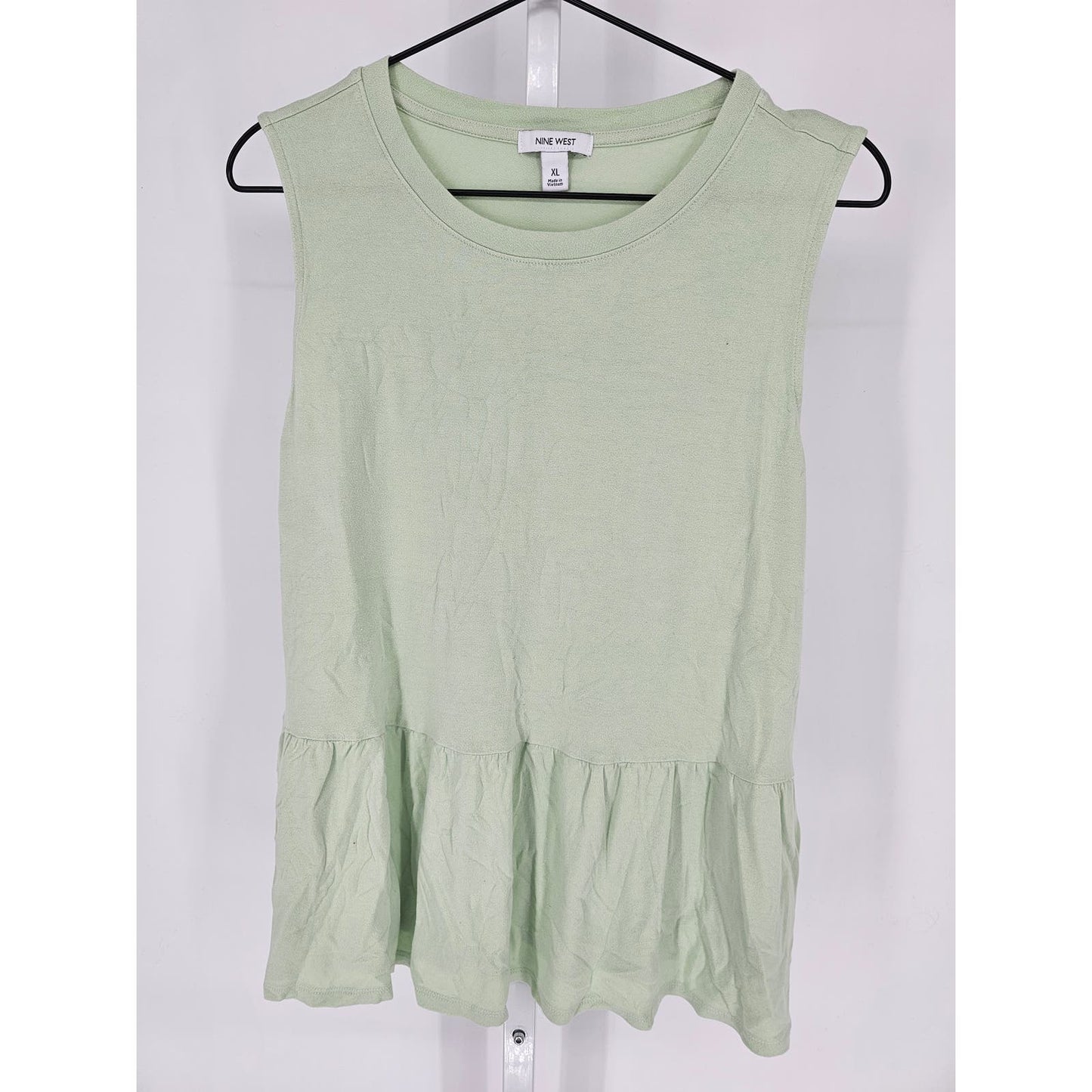 Nine West Womens Sz XL Sleeveless Peplum Blouse Mint Green Pastel