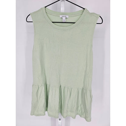 Nine West Womens Sz XL Sleeveless Peplum Blouse Mint Green Pastel