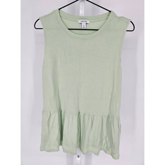 Nine West Womens Sz XL Sleeveless Peplum Blouse Mint Green Pastel