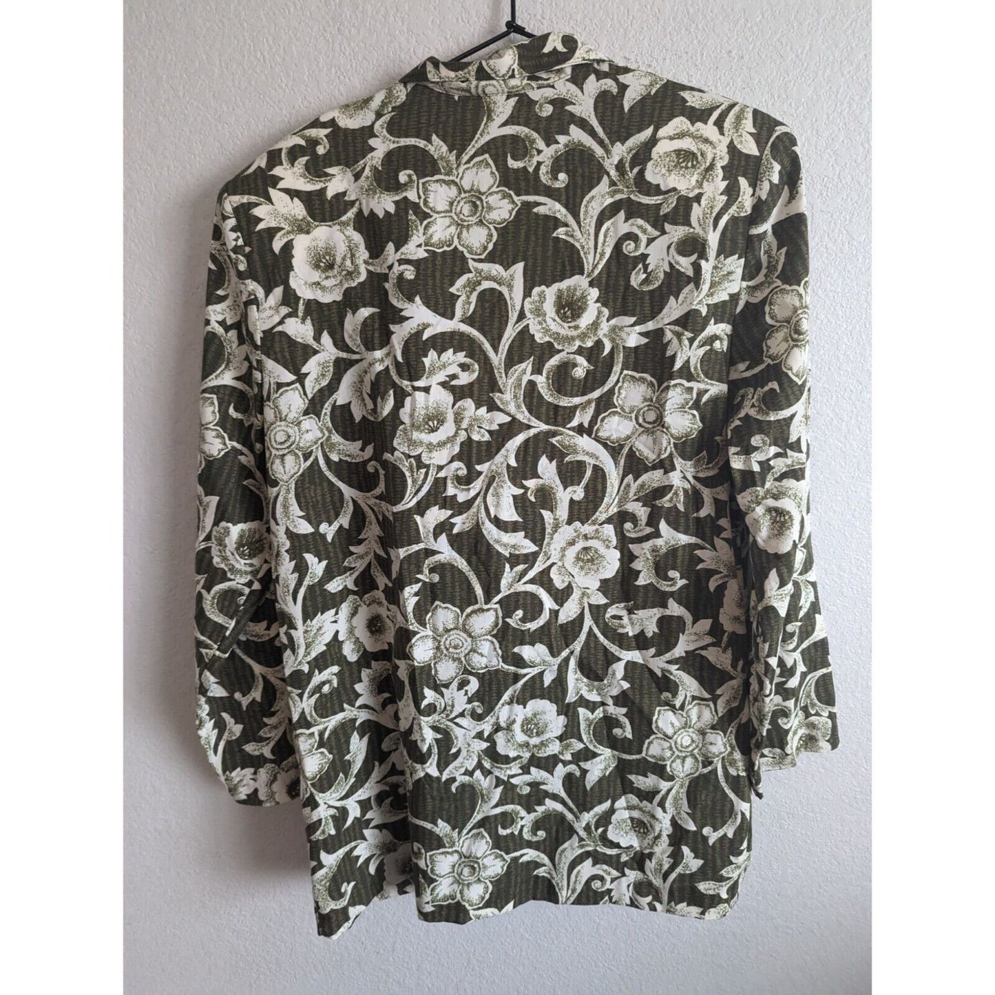 Vintage Cristin Stevens Womens Sz M Single Button Blazer Green Floral