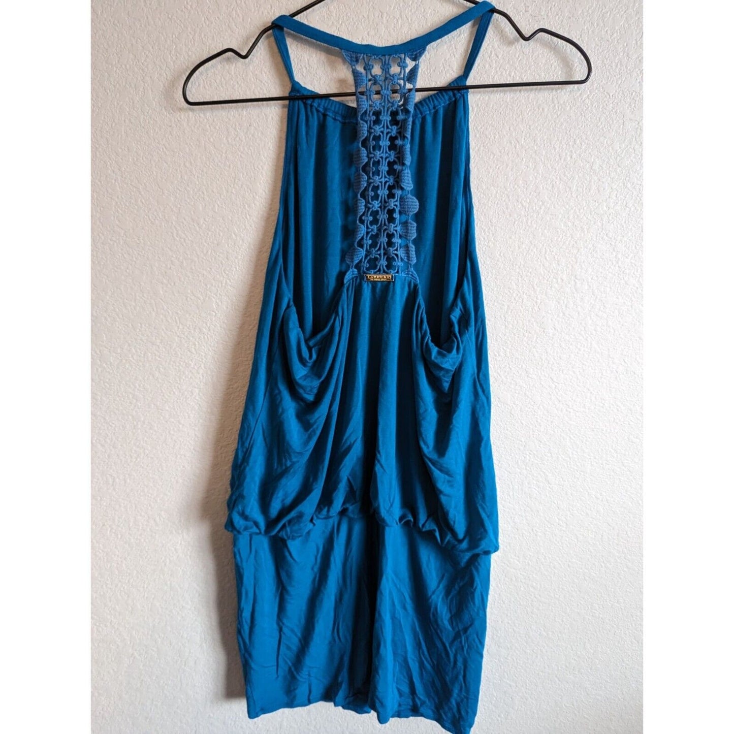 Laundry by Shelli Segal Womens Sz M Mini Dress Blue Crochet Back