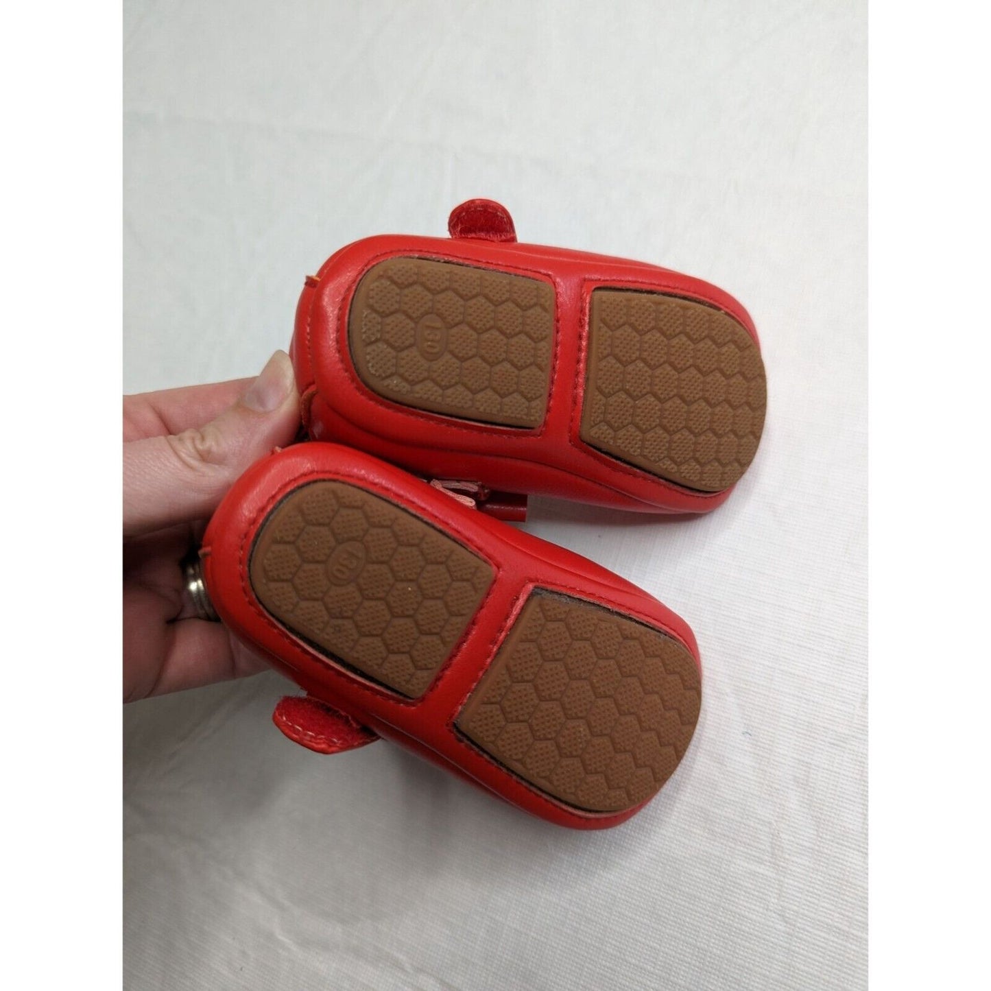 Felix & Flora Baby Girls Sz 130MM (6-12M) Red Leather Formal Shoes w/ Bow