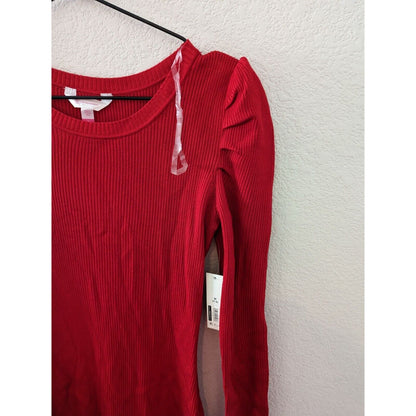 Vintage Y2K No Boundaries Juniors Sz M Ribbed Long Sleeve Dress Red NEW