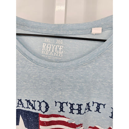 Royce Brand Womens Sz 2X Short sleeve T Shirt Land That I Love American Flag