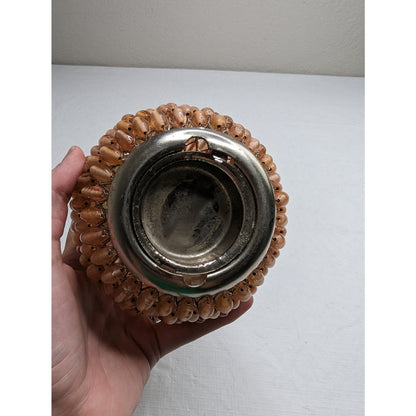 Vintage Mid Century Glass Beaded Tealight Candle Holder Pear Fruit