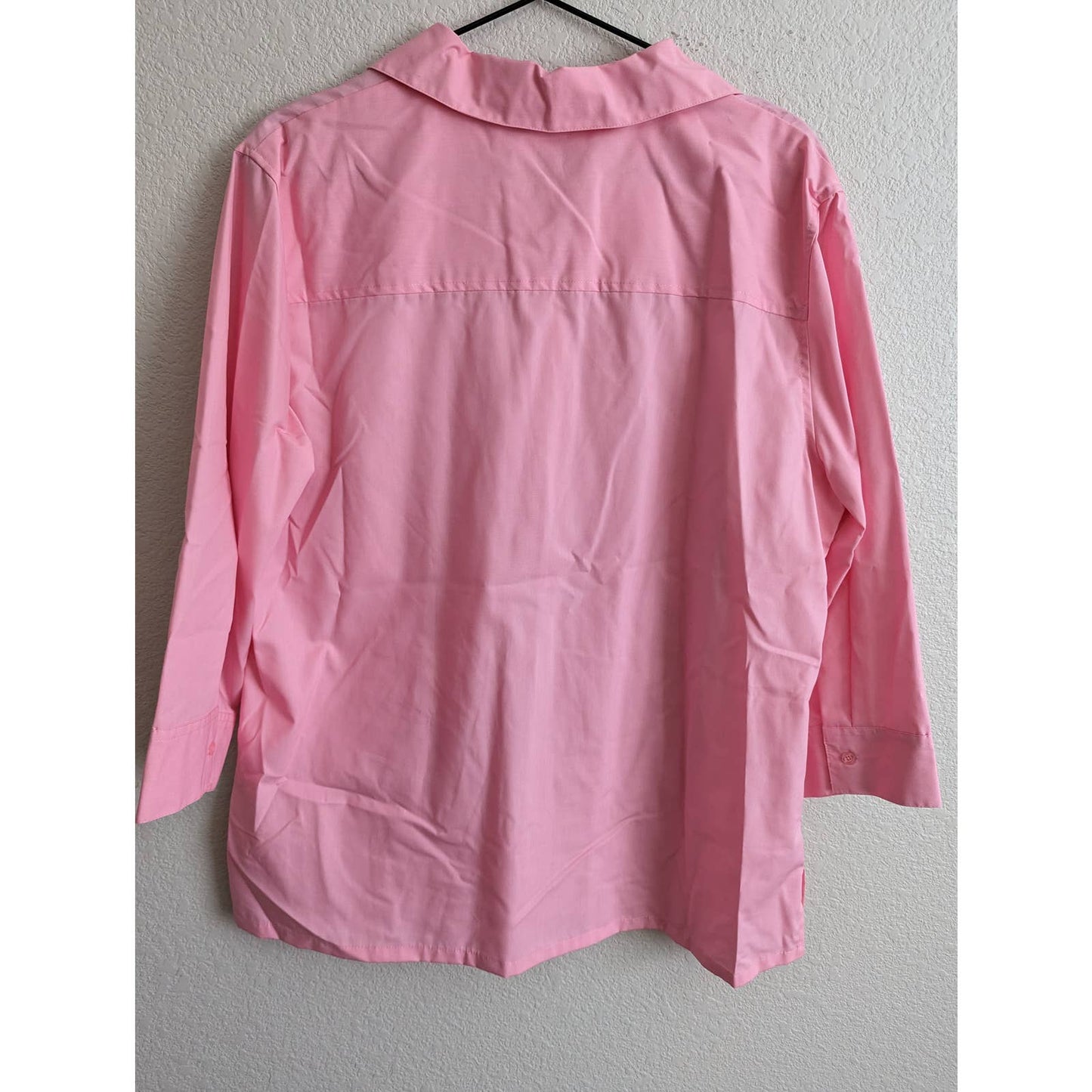 Valerie Stevens Womens Sz L 100% Cotton Button Up Shirt Light Pink Long Sleeve