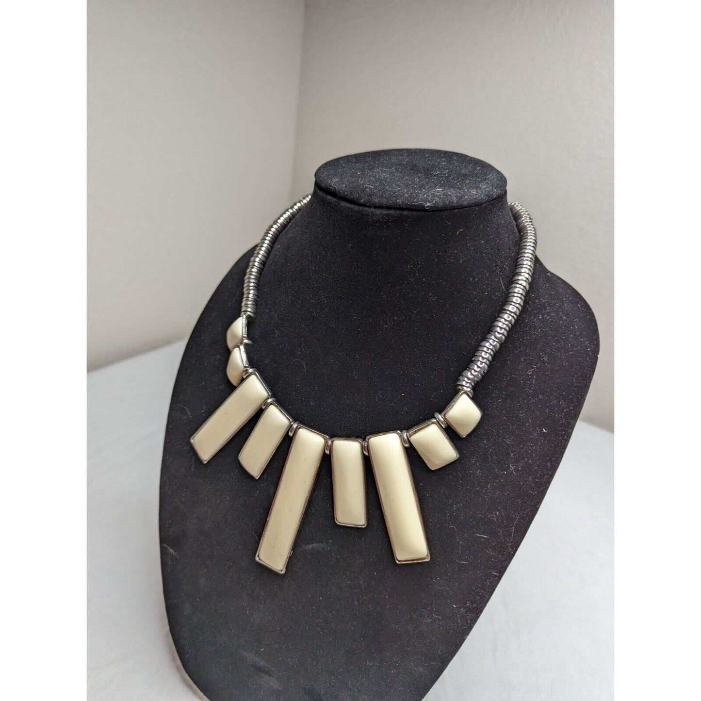 Vintage 1960s Statement Piece Necklace Milky Cream Chunky Stone