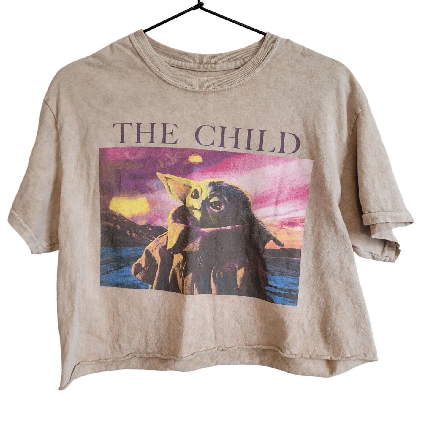 Star Wars Fifth Sun Womens Sz M Mandalorian Crop T Shirt Baby Yoda