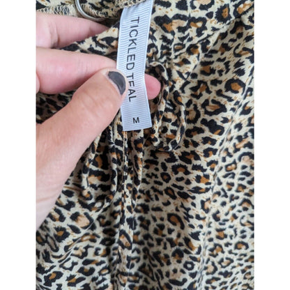 Tickled Teal Womens Sz M Knee Length Jersey Knit Shirt Cheetah Leopard