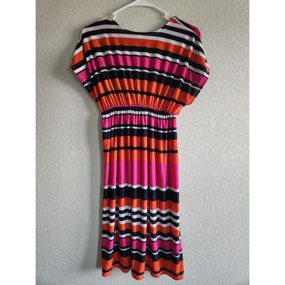 Vintage Y2K Sunkissed Couture Womens Sz M Knee Length Dress Rainbow Striped